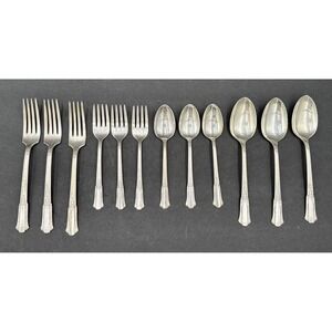 VTG WM Rogers silver plate Overlay 'treasure' Flatware 12 Pc Spoon & Forks